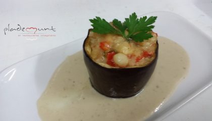 #berenjena rellena de gambas